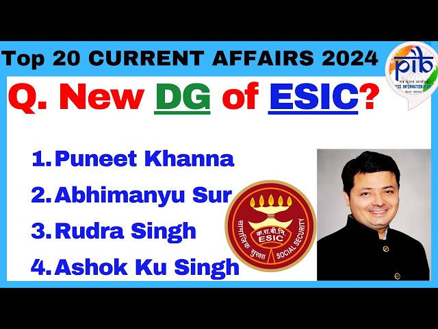 TOP 20 IMPORTANT CURRENT AFFAIRS 2024 | CURRENT AFFAIRS IN ENGLISH | GENIUS GKQUIZ #currentaffairs