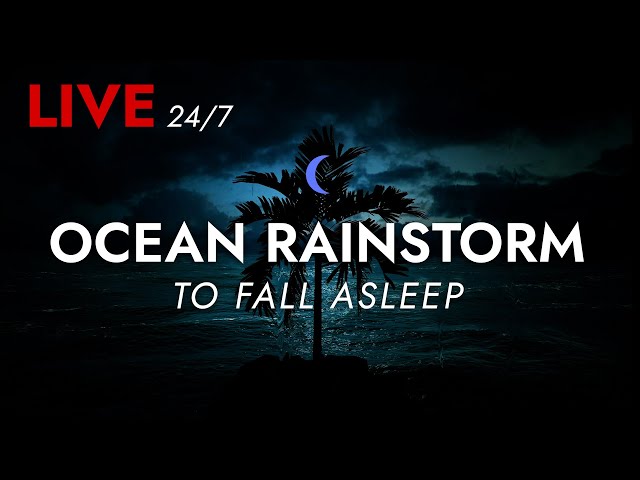 🔴 Powerful Ocean Rainstorm and Strong Thunder | Sleep Sounds - Dimmed Screen - Livestream