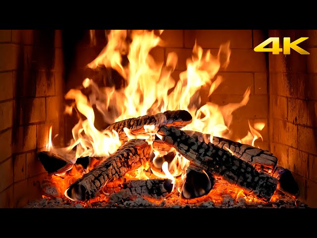 🔥 COZY LIVE FIREPLACE (24/7) 🔥 Burning Logs and Gentle Crackling Sounds for Stress Relief & Sleep 4K