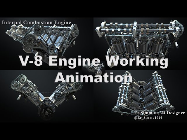 V8 Engine working animation-INTERNAL COMBUSTION ENGINE📌#engine #engines #automobile @Er_Simmu1014