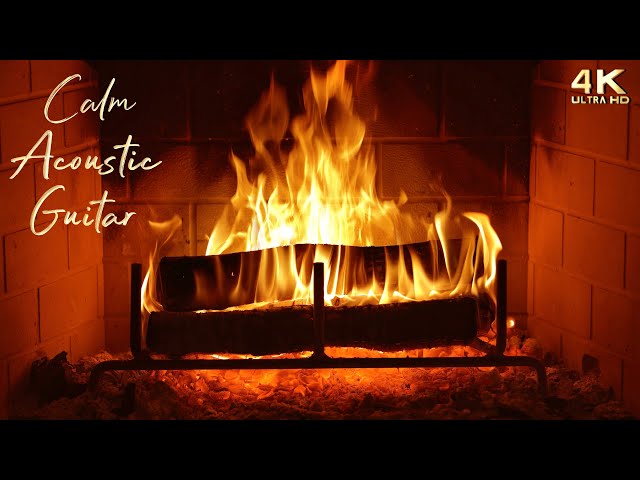 🔥 Sleepy & Relaxing Acoustic Guitar Music with Fireplace Ambience