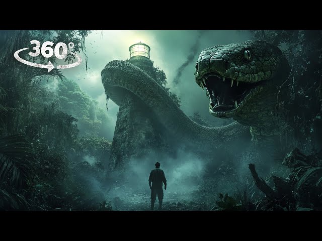 360° Tsunami and Giant Titanoboa Snake Chase Through Jungle and Caves VR 360 Video 4K Ultra HD