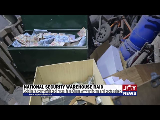 Gold bars, counterfeit cedi notes, fake Ghana Army uniforms and boots seized. #JoyNews