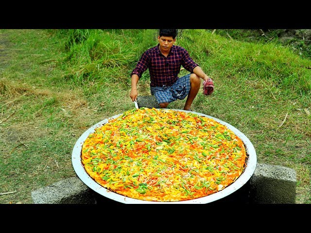 KING OF BIG PIZZA - How To Make Pizza at Home - Cooking Skill Village food Channel