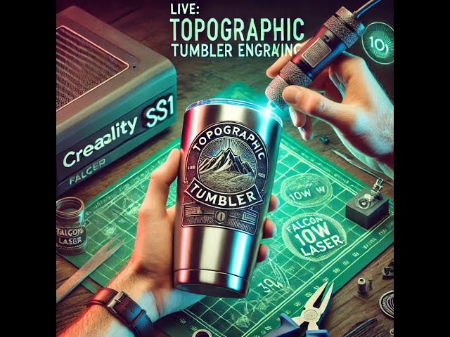 Designing & Engraving Topographic Tumbler with Logo | Creality Ender 3 S1 & Falcon 10W Laser 🔥🎶