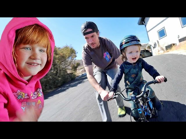 Niko Rides a BiG BiKE!!  Last Day of our Spring Break family vacation at the Bear Lake house!