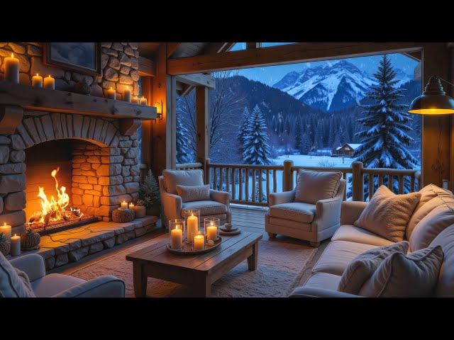 Beautiful Cozy Fireplace in Living Room 🔥 Relaxing Piano Music for Working and Studying