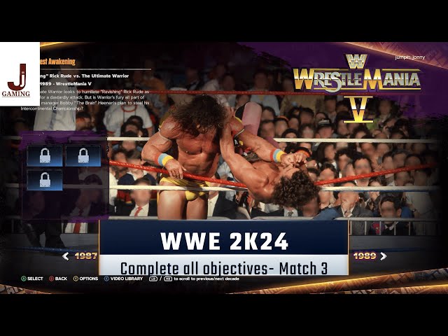 WWE 2K24 Showcase match 3 complete all objectives Rick Rude VS Ultimate Warrior Wrestlemania 5