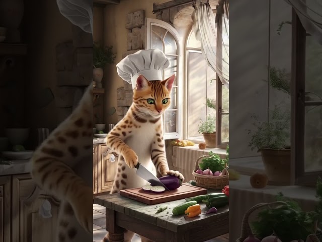 🐾👨‍🍳 Meet these Cute Kitten Chefs! @FurryFluffiess    #aianimation #cat #youtubeshorts #funny #cute