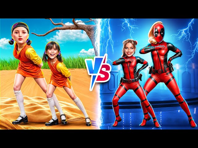 Deadpool vs Squid Game! Superheroes Challenge in Real Life!