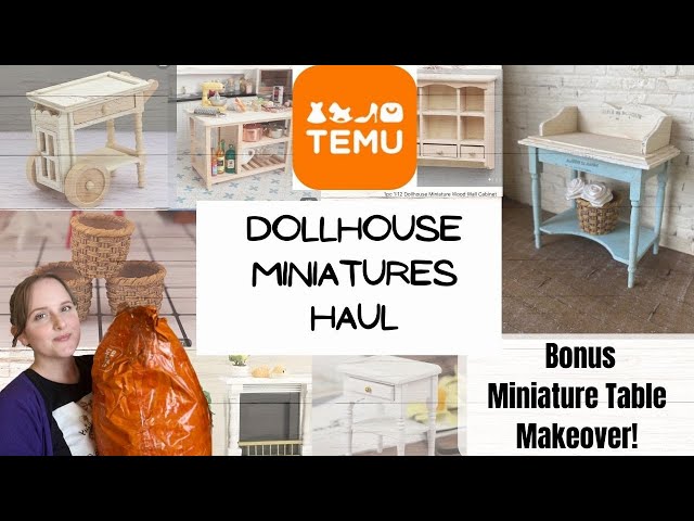 TEMU Dollhouse Miniatures Haul | Mini French Country Table Makeover | 1:12 Food, Furniture & More!