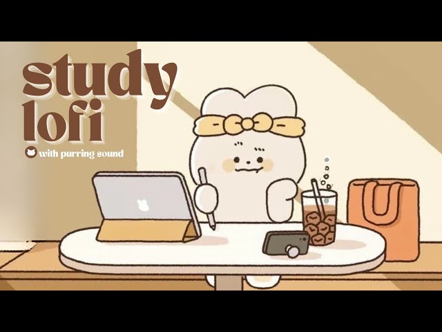 Study Lofi With Purring Sounds 🌿📚 1 Hour Relaxing Lofi Music for Focus✨☕ (lofi/chill/study/cafe)