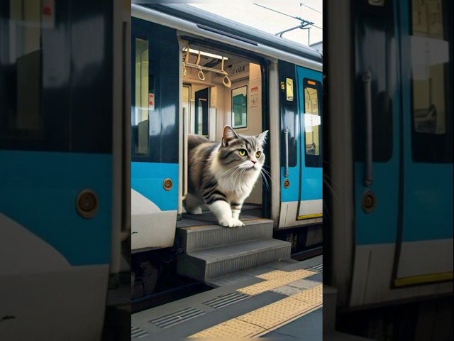 Cat first experience in train 🚂❤️✨ #cat #new #catlover #cutecat #cute #animation #cartoon #catstory