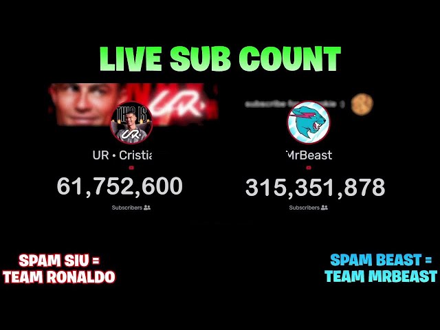 🔴LIVE: UR · Cristiano Ronaldo vs MrBeast Sub Count Battle (Cristiano Ronaldo New Channel)