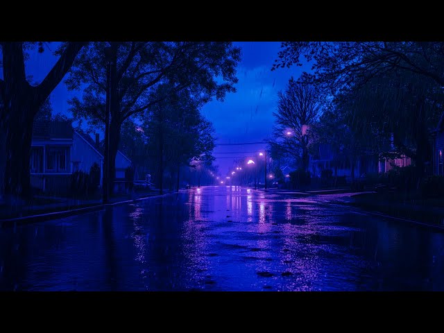 Heavy Rain and Storm on an Empty Road at Night 🌧️⚡ Relaxing Sounds for Sleeping