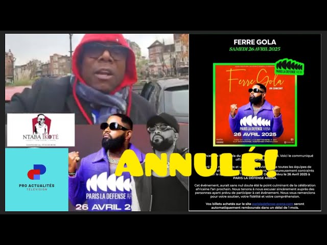 🚨FERRE GOLA CONCERT U ARENA ANNULÉ ! ZACHARIE BABABASWE ATUMBI FERRE BA GOLOIS BOTALA TE !