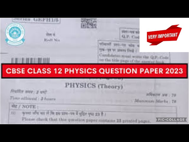 Physics Boards 2023 Important Questions With Solutions