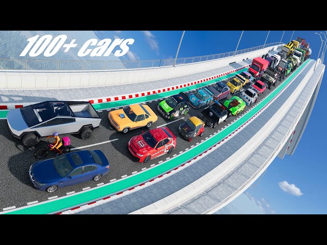 The Ultimate Car Jumping Marathon: 100+ Cars Go Airborne [1 HOUR] - Beamng drive