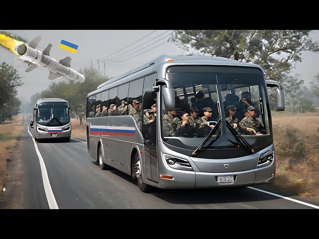 1 minute ago! Bus convoy carrying Russian soldiers to join military ambushed in Ukraine