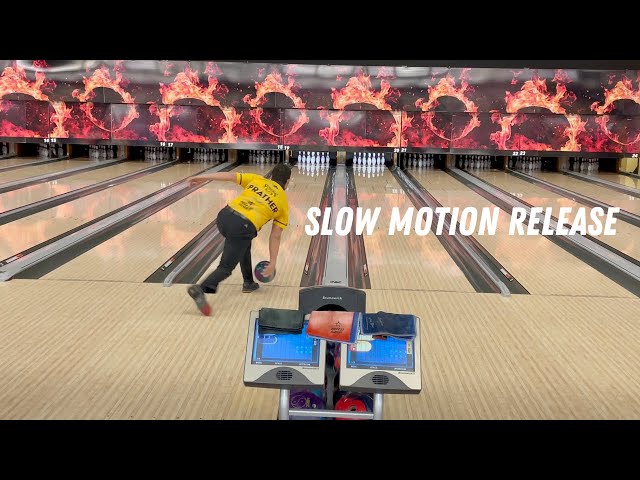 PBA Champion Kris Prather.  Slow Motion Bowling Release.