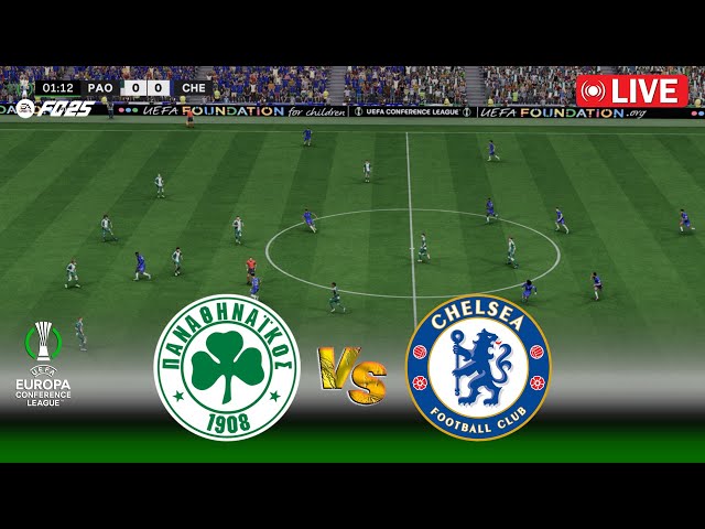 🔴LIVE : Panathinaikos vs Chelsea | UEFA Europa Conference League 24/25 Match | FC 25 Game Simulation