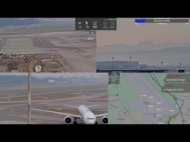 [19 feb. 2025] Runway & Gate Views with ATC at Zürich Airport! #Liveplanespotting