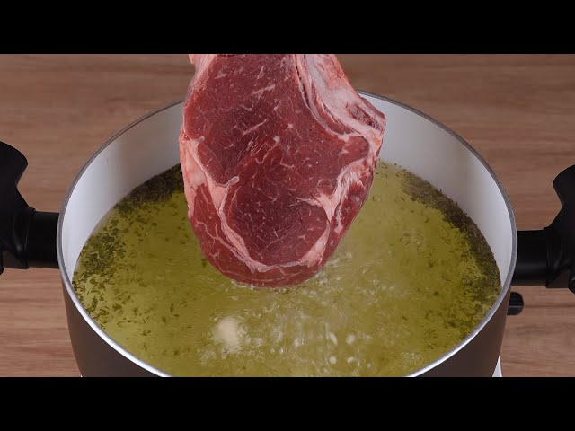 Put the meat in boiling water, I learned this trick at a 5-star steakhouse