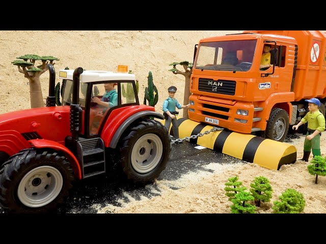 Mixer and friends stuck in mud: Save time get clean with Excavator, Tractors, Police Car | BIBO TOYS