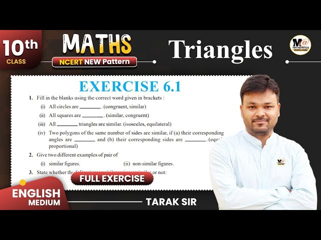 Class 10 Maths EXERCISE 6.1 NCERT SOLUTION | CBSE | Chapter 6 - Triangles | Ex 6.1