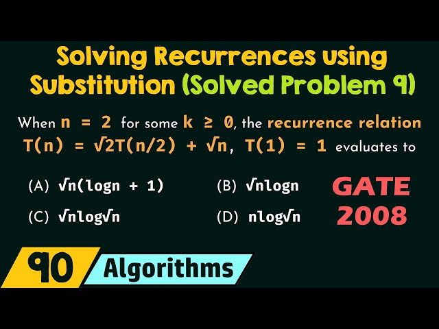 Solving Recurrences using Substitution Method (Solved Problem 9)