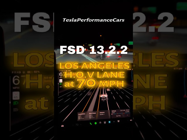 2025 TESLA FSD 13.2.2 Los Angeles HOV 71 mph #TeslaFSD #LosAngelesTraffic #teslajuniper