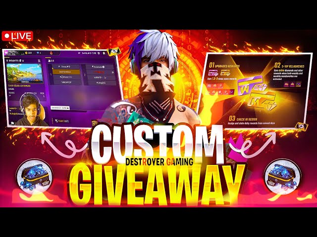 FREE FIRE CUSTOM GIVEAWAY🤑🤑 #totalgaming #destroyerslive #giveaway #freefire #live