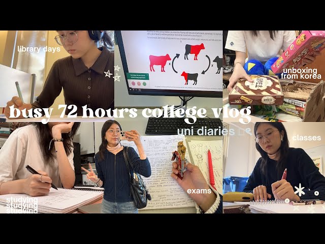 (kor/eng) busy 72 hours @college ✏️ | uni life, exam study, library📚, cooking, unboxing📦, groceries