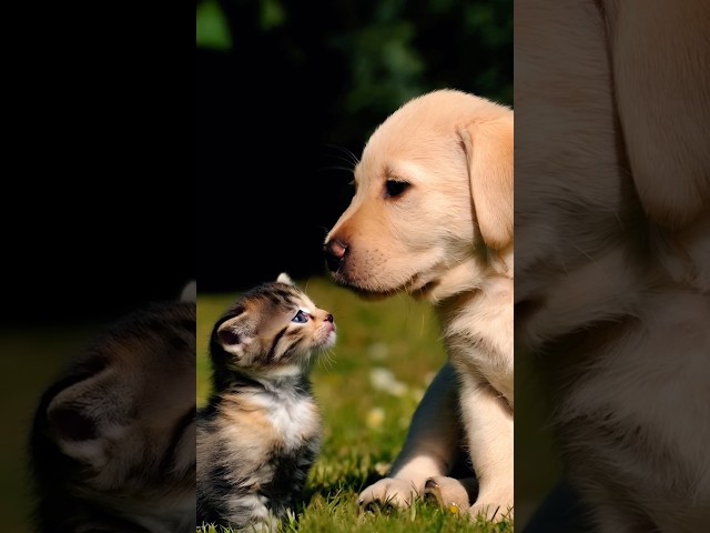 Cute dog and cat adorable moments #dog #cat #kitten #puppy #kitty #cutecat #cuteanimals #shorts #pet