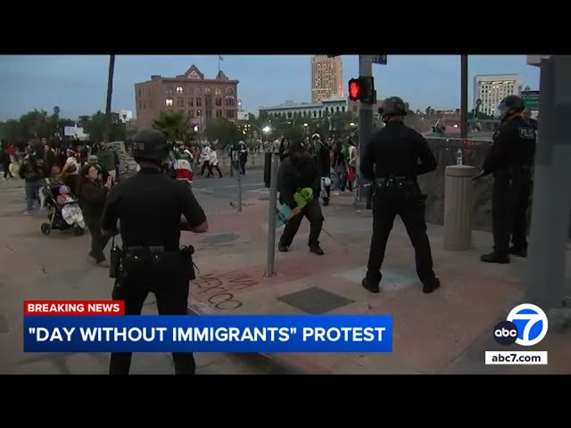 LAPD moves in to clear protesters after dispersal order issued in downtown LA