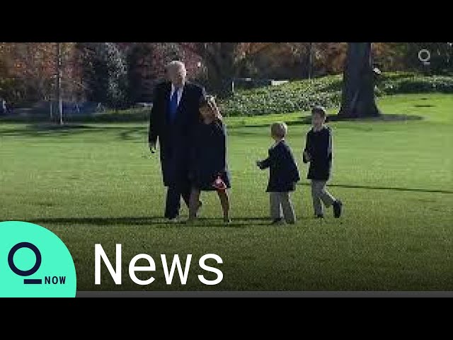 President Trump Returns to the White House with His Grandchildren