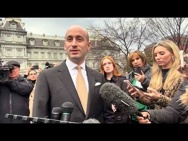 White House Deputy Chief of Staff Stephen Miller speaks to reporters