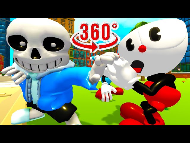 Sans vs Cuphead Bad Time Meme song VR 360 video