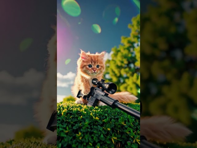 Cat sniper on a hill! Aww so cute and fluffy #kitten #cats #cute #kitty #adorable