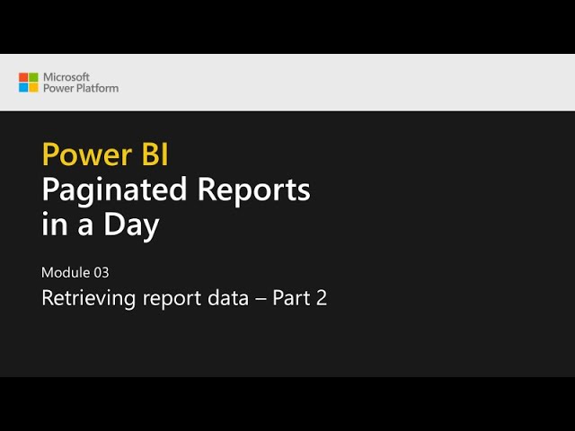 Power BI Paginated Reports in a Day - 09: Retrieving Report Data - Part 2