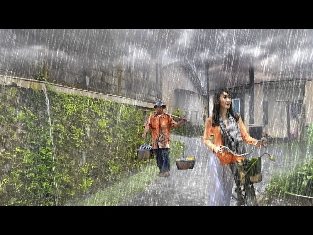 Extreme Weather in Indonesia Rainstorm-Walking Through Heavy Rain & Strong Winds in My Freezing City