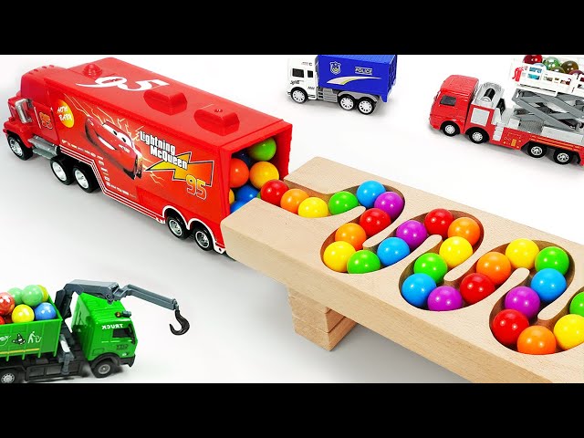 Marble Run ASMR Race ☆ HABA Slope & Dump Truck Excavator Ambulance Forklift Garbage Truck Tractors