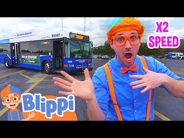 Blippi Explores a Bus! [ X2 SPEED ] | Vehicles & Buses for Children | Educational Videos for Kids