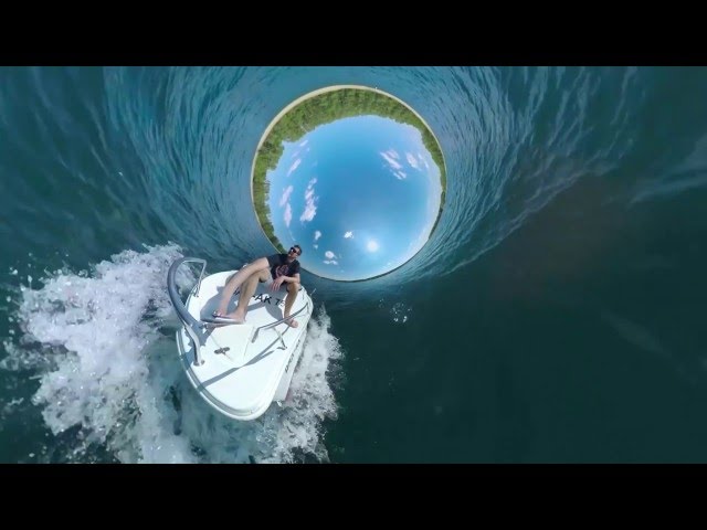 Boat Surfing Little-Planet 360°-Video