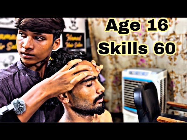 ASMR || MOST RELAXING MASSAGE BY MOST YOUNGEST BARBER || POWERFUL MASSAGE || HEAD SCALP MASSAGE