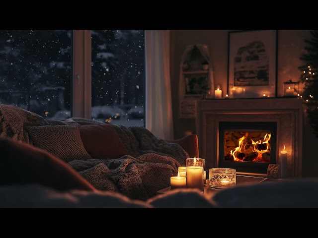 Cozy Room with Soothing Piano and Fireplace Sounds | Perfect for Relaxation & Sleep