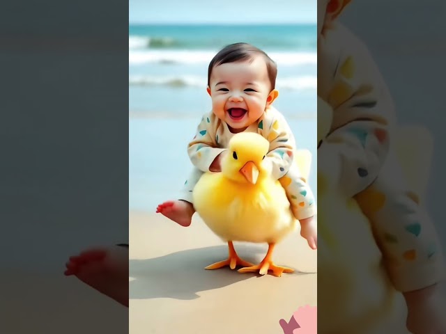 Laughing baby on duck Funny shorts #funny #cutebaby