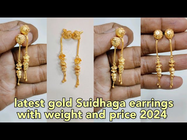 latest new gold Suidhaga earrings with weight and price 2024