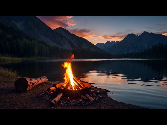 No Ads 🔥12 Hours of Cozy Fireplace | Relaxing Mountain Views & Ambient Sounds