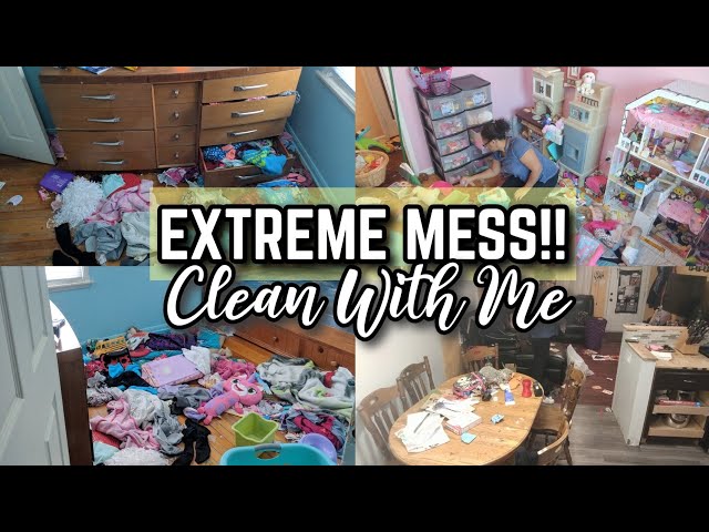 EXTREME CLEAN WITH ME | EXTREMELY MESSY HOUSE CLEANING MOTIVATION | 🤯 CLEANING KID'S ROOMS